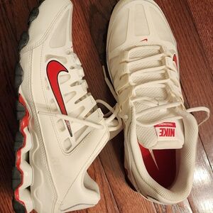 Nike White and Red Men's Athletic Shoes with Chunky Sole. Size 11.5 (US).